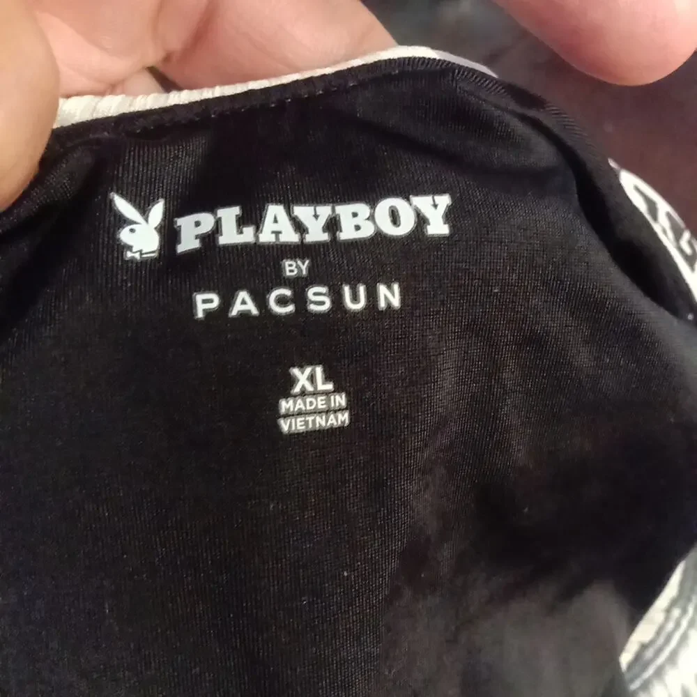 Playboy By Pacsun Swimsuit Sz. XL Black High Waist Drop Back Ribbed